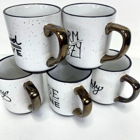 THRESHOLD Target Retro Stoneware Coffee Mugs Set of 5 Farmhouse Fresh Brew 12oz - Picture 6 of 11